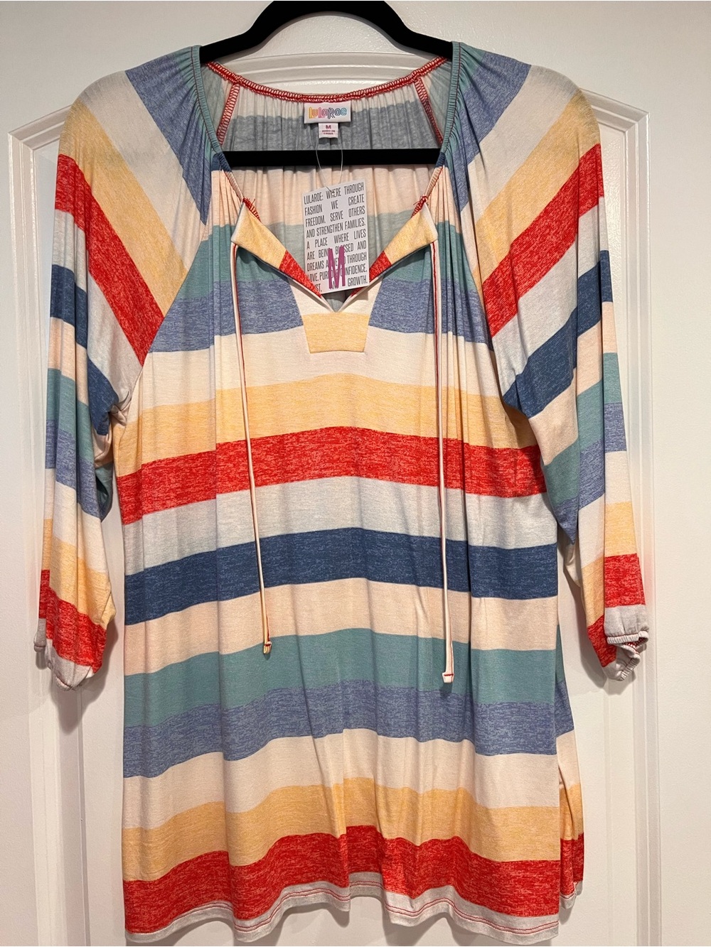 LuLaRoe Medium Debra Top (fun stripe pattern)